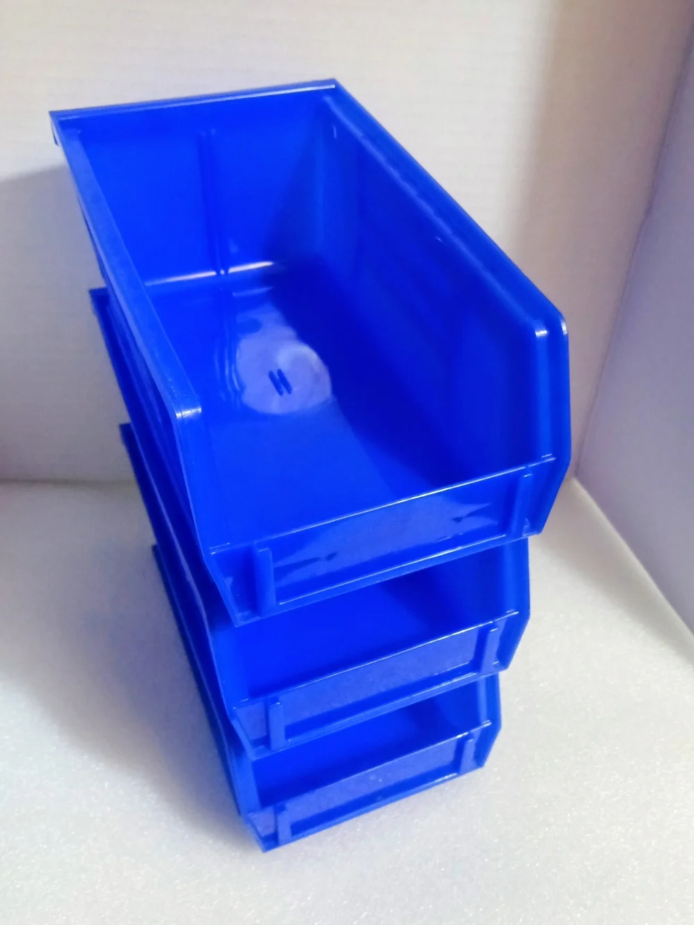Blue Plastic Multifunction Storage Bins - Set of 3 Stackable Organizers